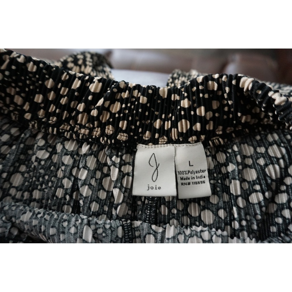 Joie Plisse Wide Leg Pants Womens Large Black Tan Excellent Polka Dot Pleated‎ - Picture 3 of 3